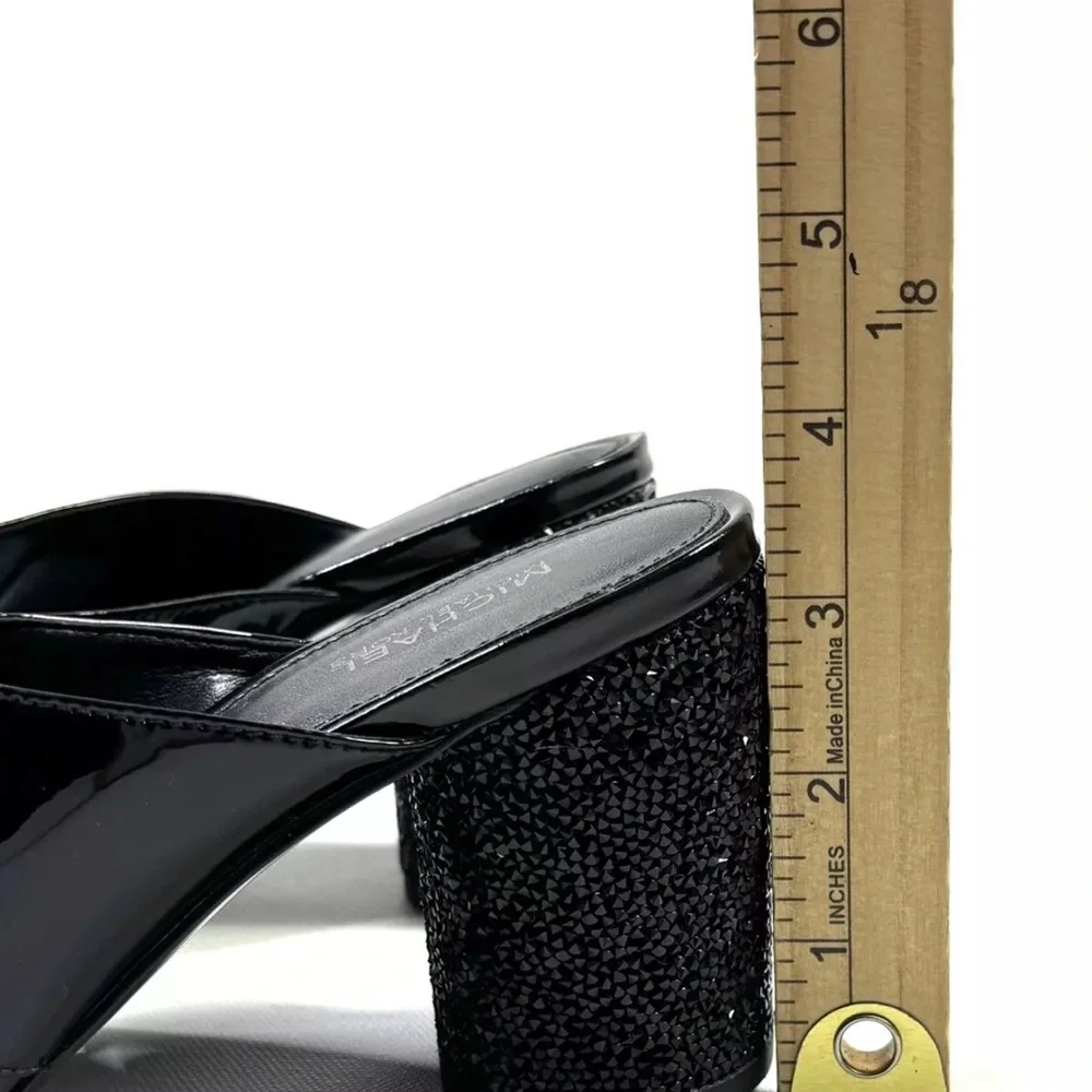 Michael Kors Black Patent Leather Block Heel Sandals - Picture 8 of 9